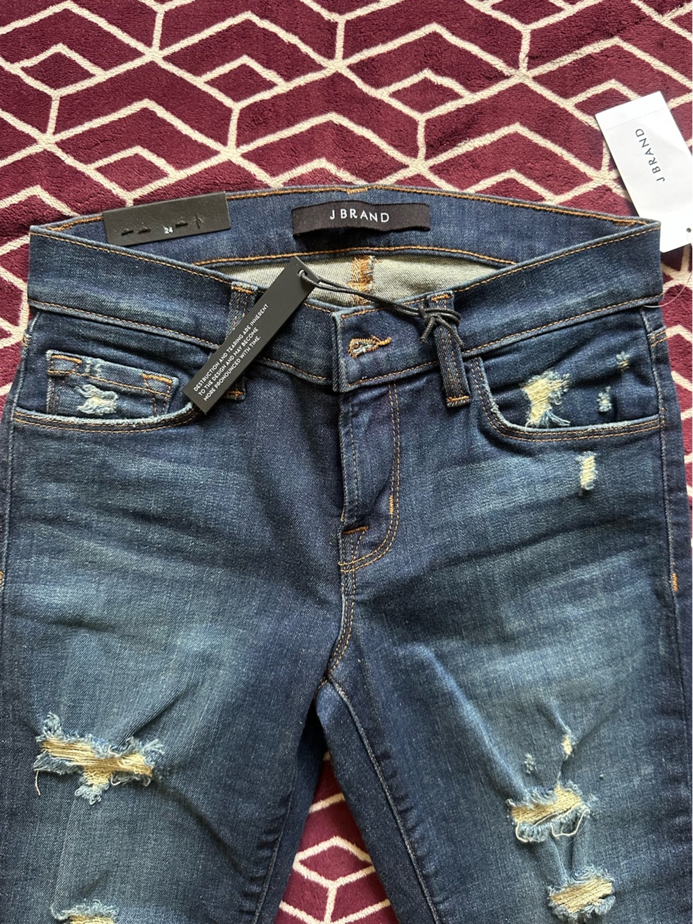 J Brand Skinny Distressed Jeans - Medium Blue - Picture 6 of 9